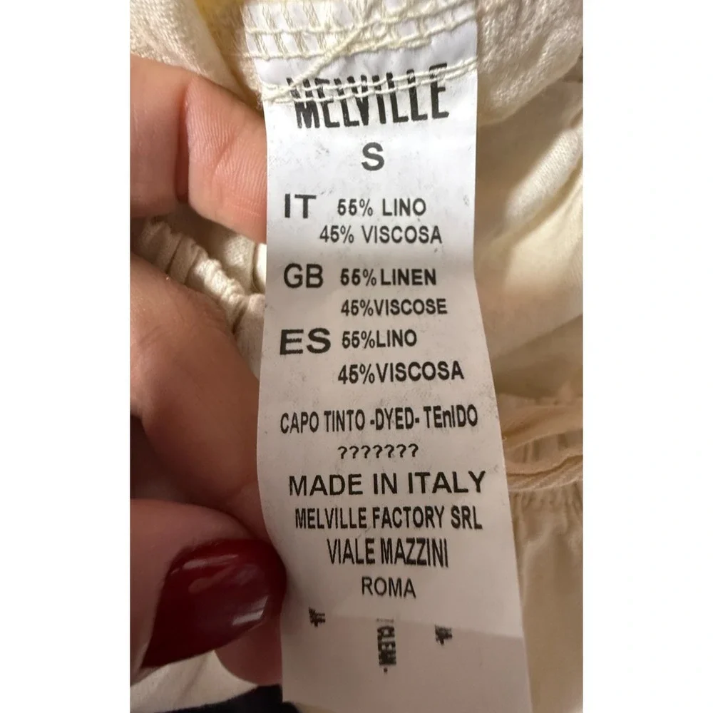 Mellville Women Cargo Pants Linen Blend Wide Leg Sz S Made Italy Lagenlook Cream